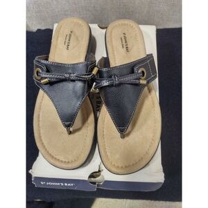 St. John's Bay Aldrin Black Memory Foam Flip Flop Sandals Womens 7.5 M NEW